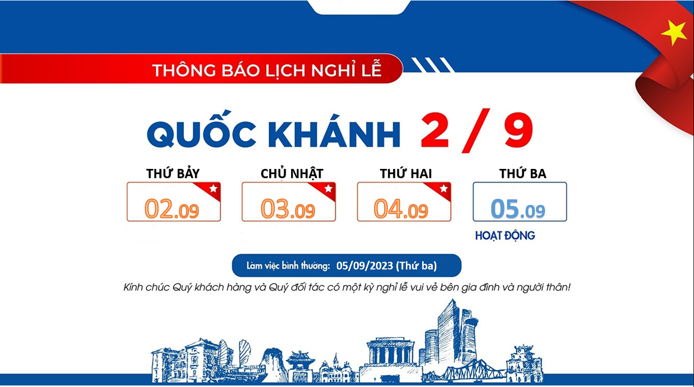 THÔNG BÁO NGHỈ LỄ QUỐC KHÁNH 2/9/2023